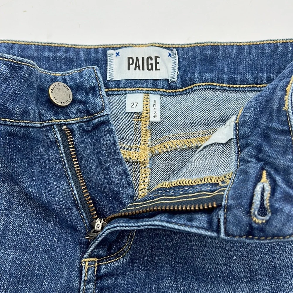 PAIGE Distressed Denim Shorts Raw Hem Folded Size 27 - Picture 9 of 12